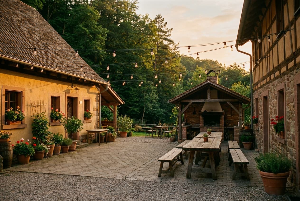 Innenhof mit überdachtem Grillplatz